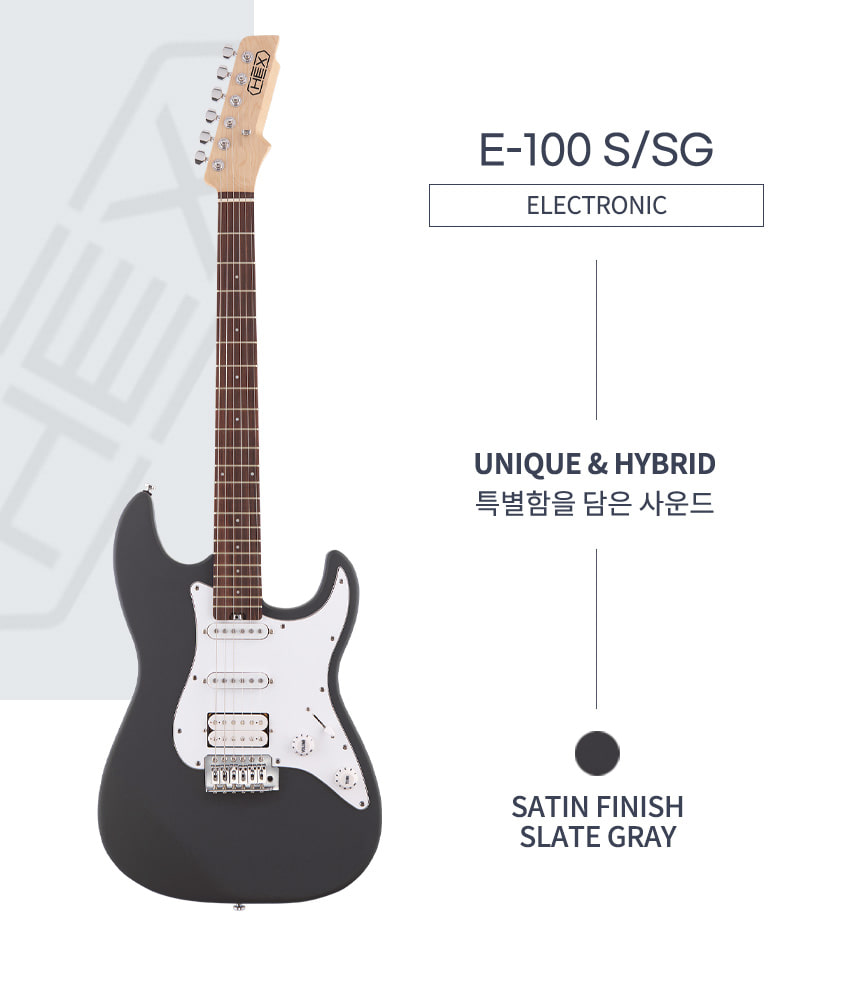 ギター HEX E100 GRAY Hex E100 S/SG Slate Gray Stratocaster Electric Guitar with