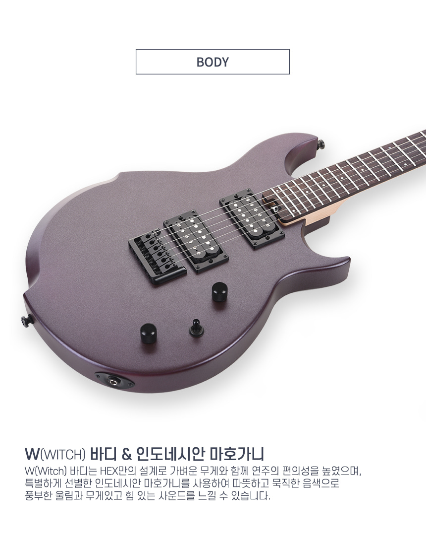 입문용 일렉기타 추천 | 헥스 W300 | 무광 메탈릭 딥 퍼플